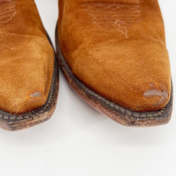 Lucchese Classics Cognac Camel Suede Stitch Detail Western Cowgirl Boot size 7.5 - Picture 7 of 12